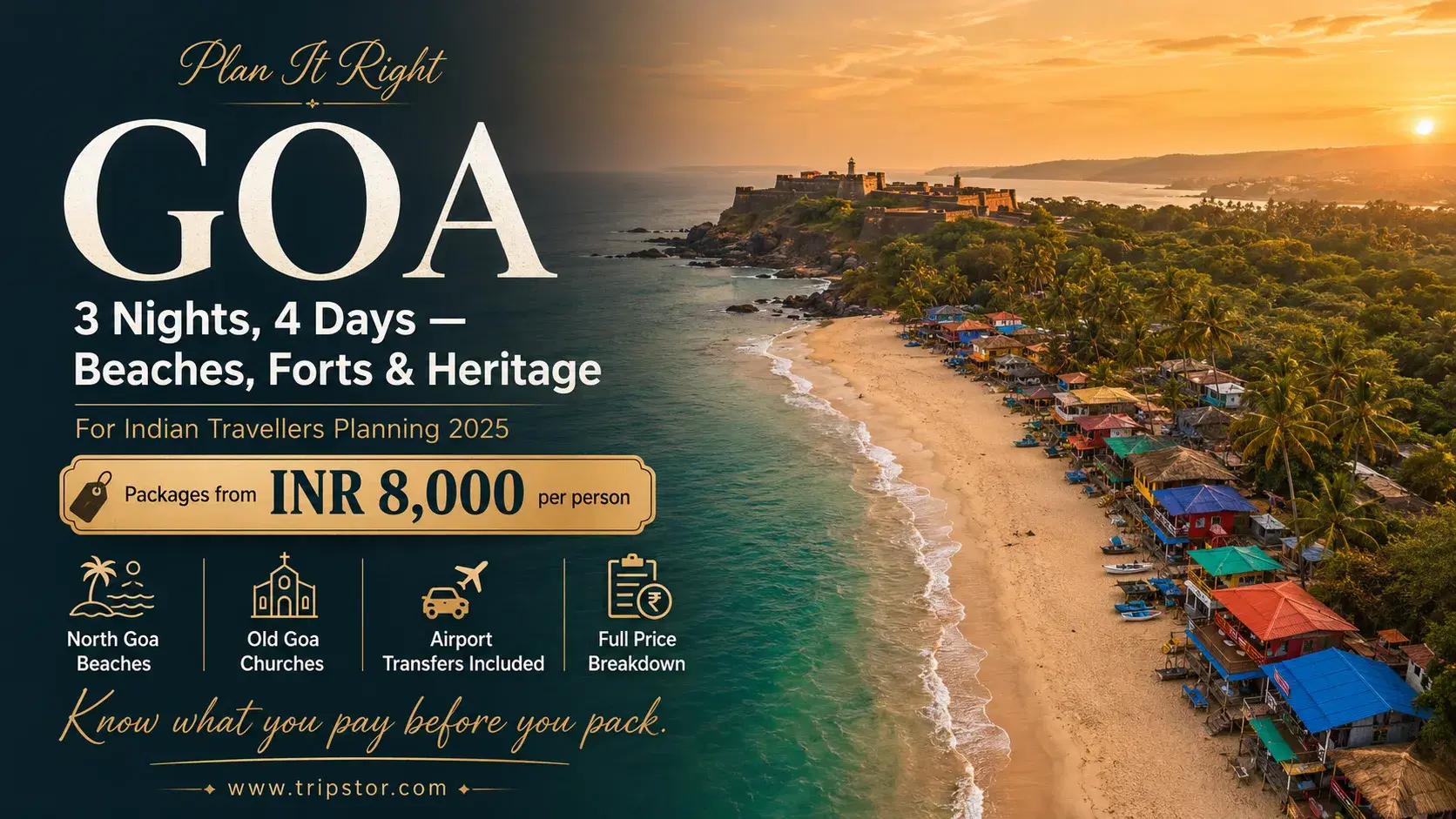 Goa Tour Package: 3N 4D Itinerary with Price — goa tour package 3n4d price — Goa | Tripstor